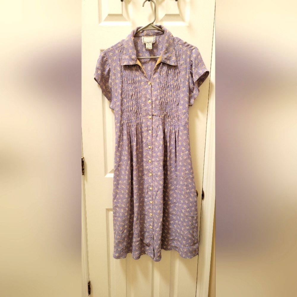 Vintage April Cornell periwinkle blue floral dress